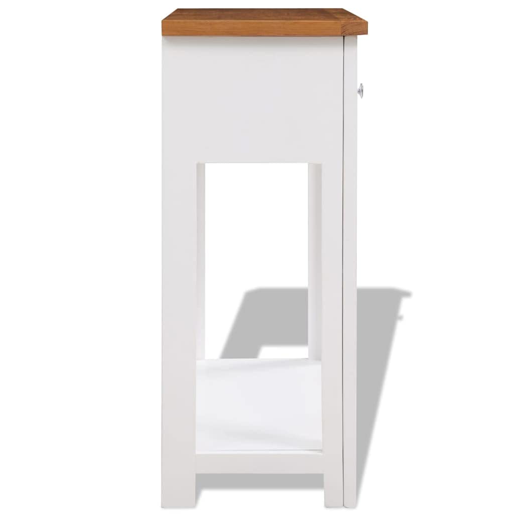 Solid Oak Wood Console Table with Drawers and Shelf X35382
