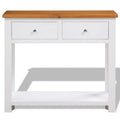 Solid Oak Wood Console Table with Drawers and Shelf X35382
