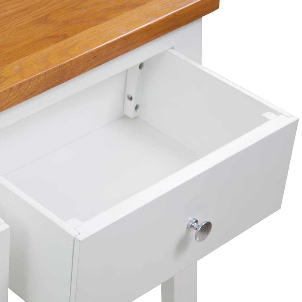 Solid Oak Wood Console Table with Drawers and Shelf X35382