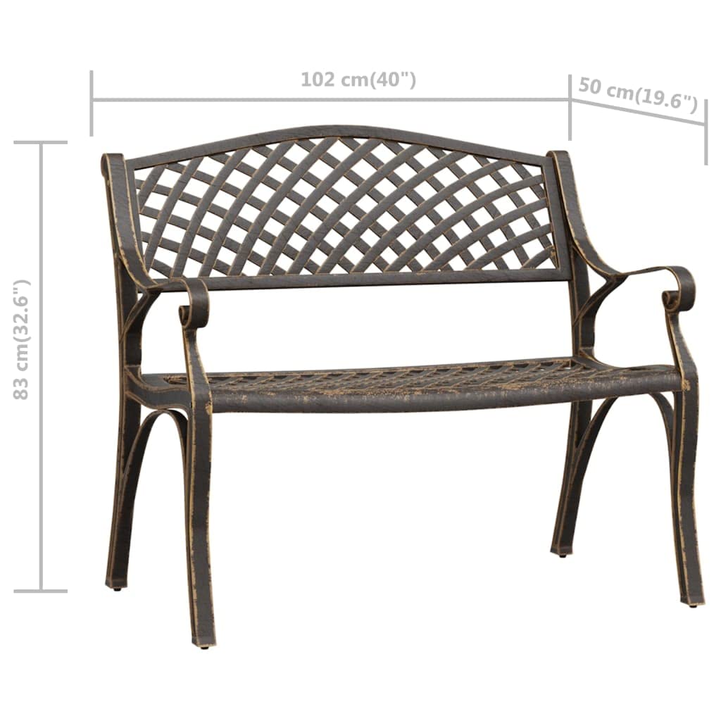 Bronze Cast Iron Garden Bench with Floral Design V832