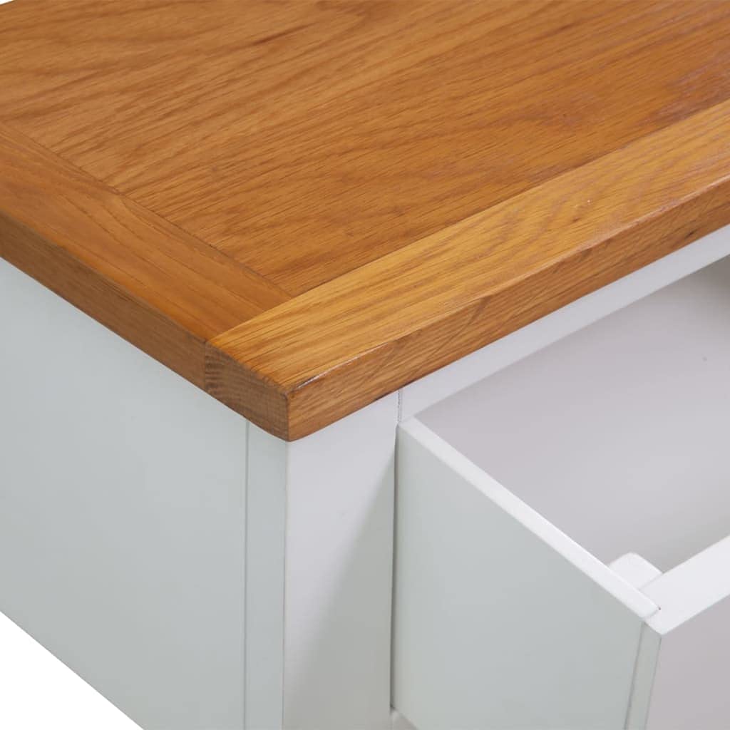 Solid Oak Wood Console Table with Drawers and Shelf X35382