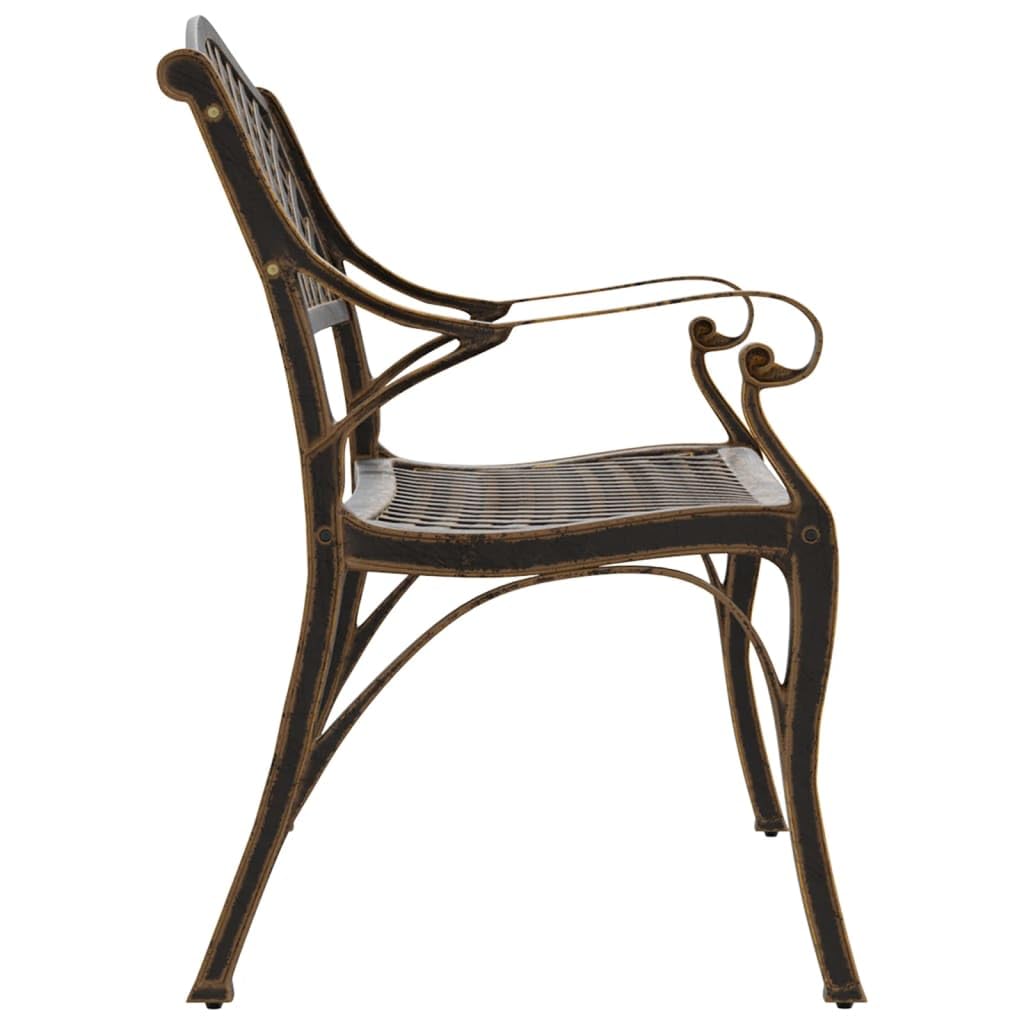 Bronze Cast Iron Garden Bench with Floral Design V832