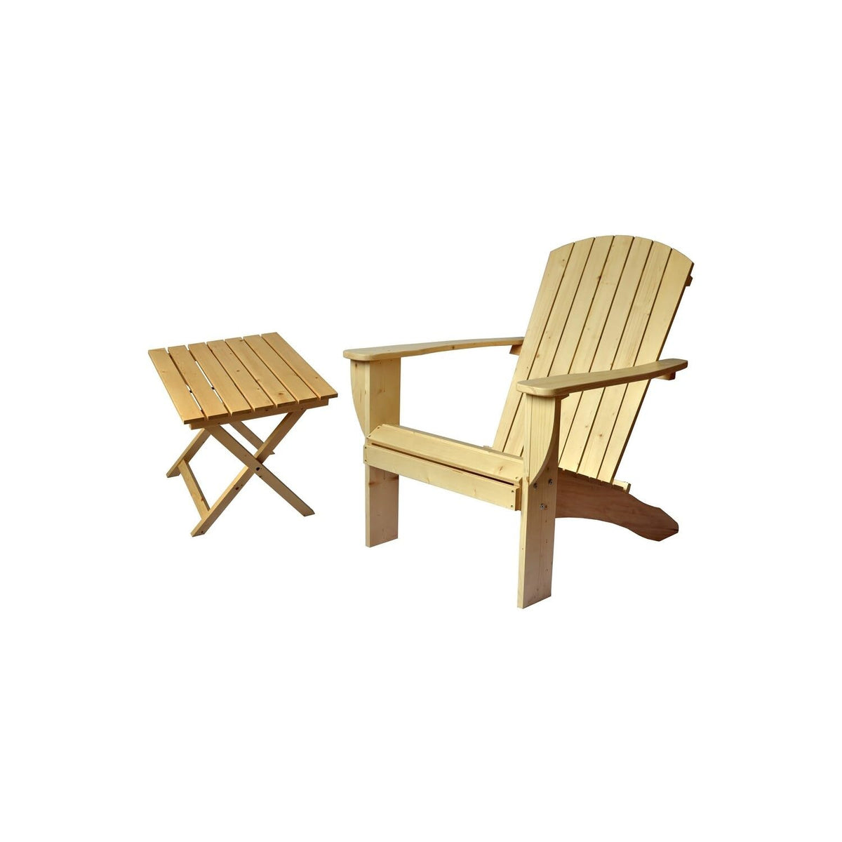 Unfinished Solid Cedar Adirondack Chair with Folding Table W244575