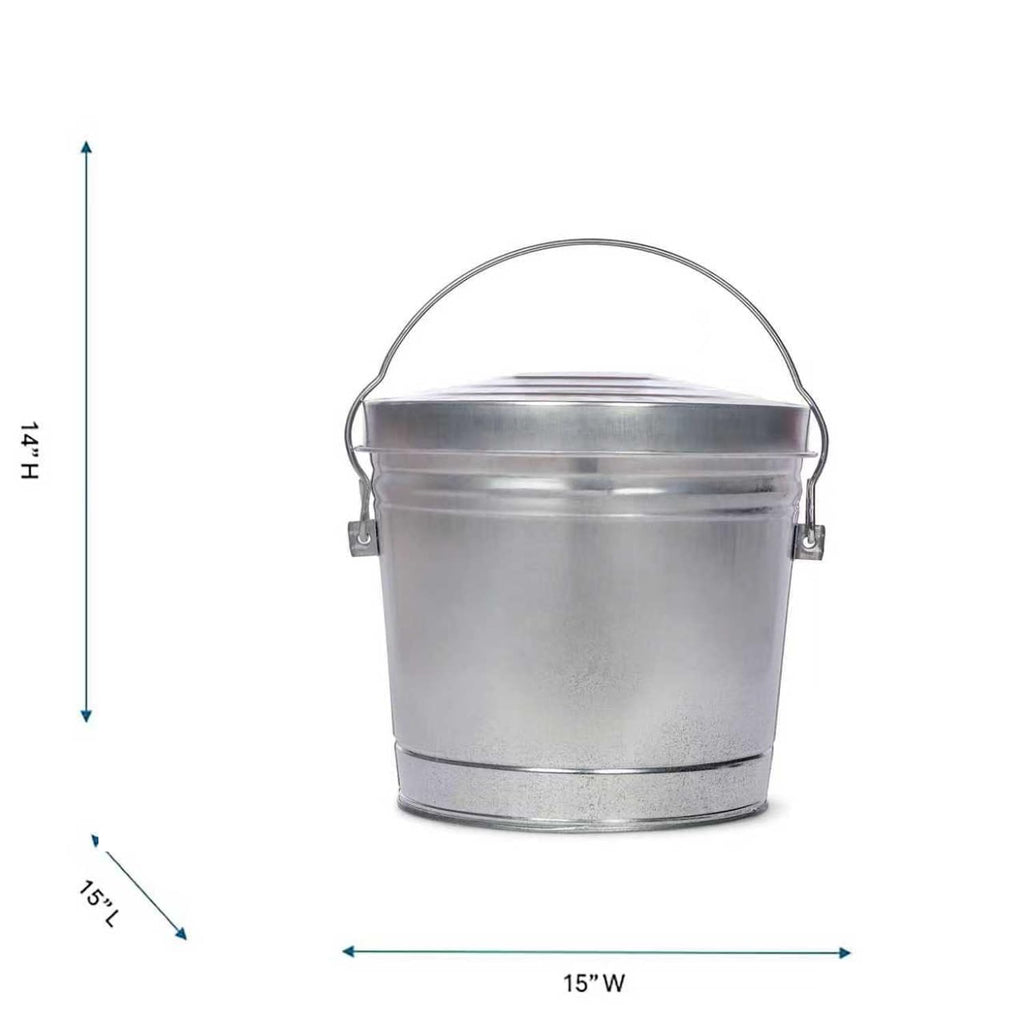 6 Gallon Galvanized Metal Trash Can with Lid F74499