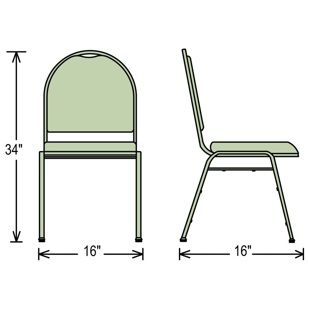Vinyl-upholstered Dome Back Stack Chair with Steel Frame, 300-lb Weight Capacity Q419