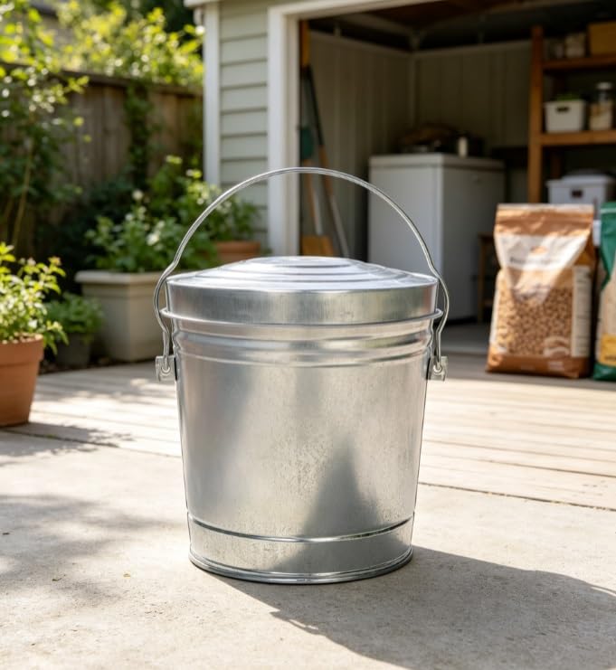 Galvanized Steel 6 Gallon Storage Can with Locking Lid Z4919