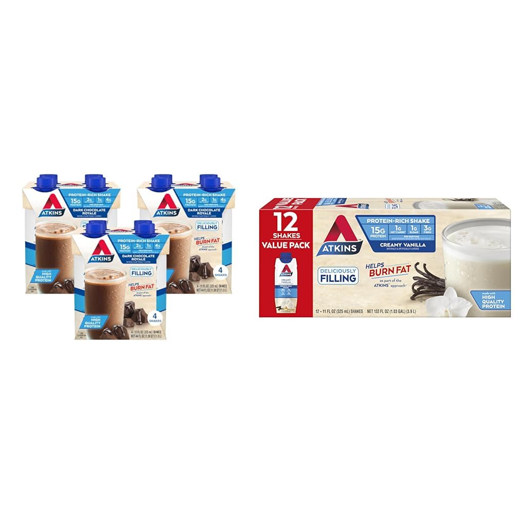 Dark Chocolate Vanilla Protein Shake, 15g Protein, 12 Count H59864