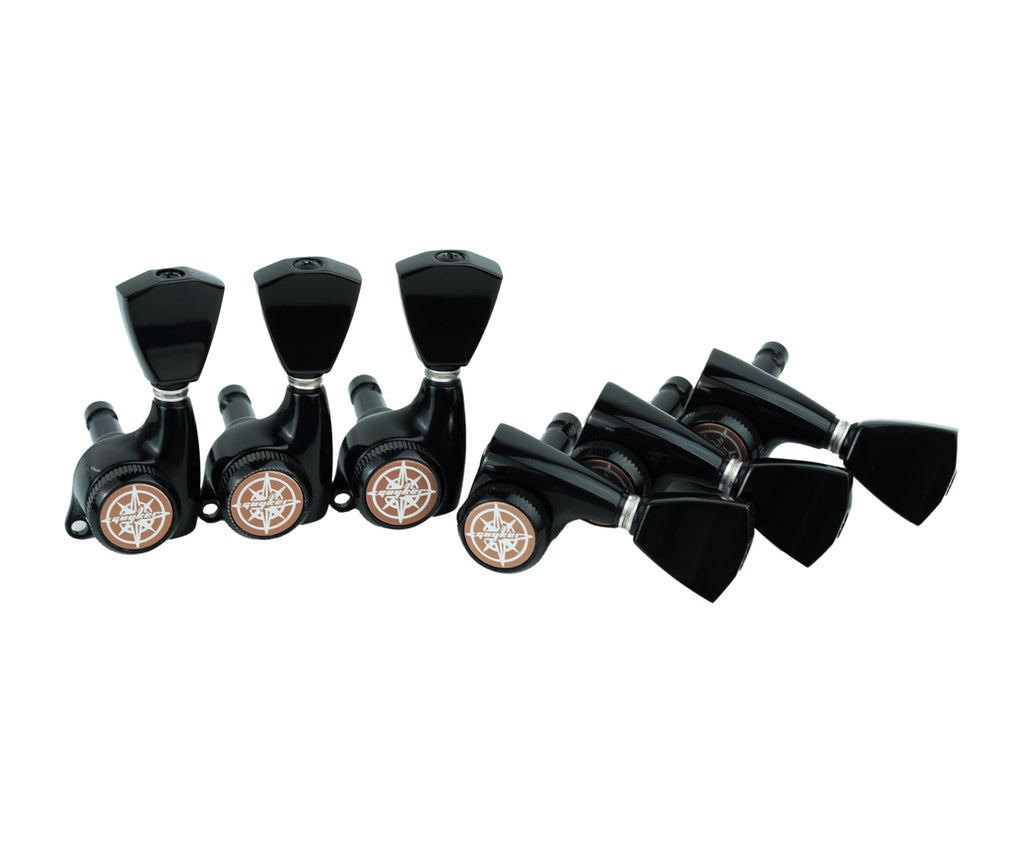 Locking Guitar Tuners 3L + 3R Black A912