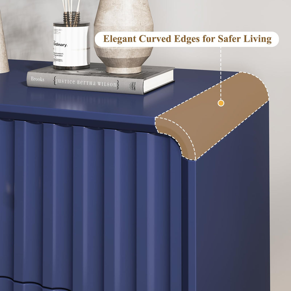 Blue 2 Drawer Wood Nightstand Set of 2 O379