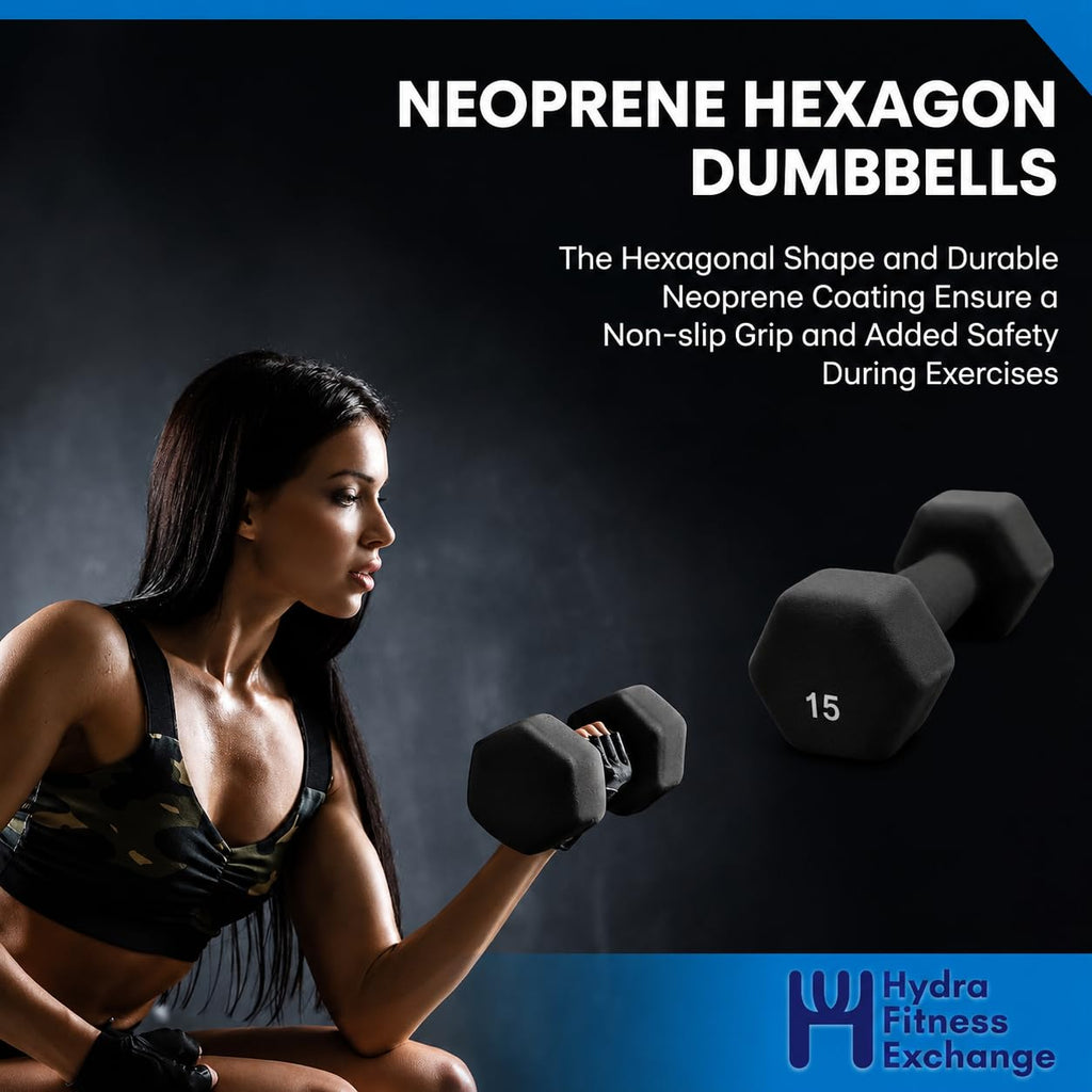 Neoprene Hexagon Dumbbells with Cast Ergo Handle B321627