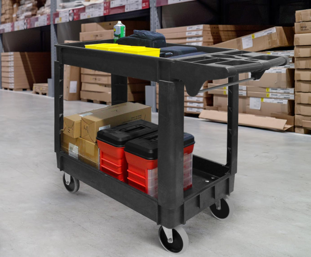 Heavy Duty 2-Shelf Polypropylene Utility Cart 500 lb Capacity V57909