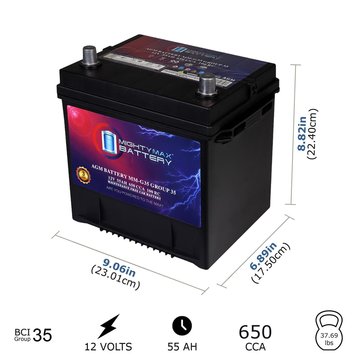 12V 55Ah AGM Replacement Battery T569851