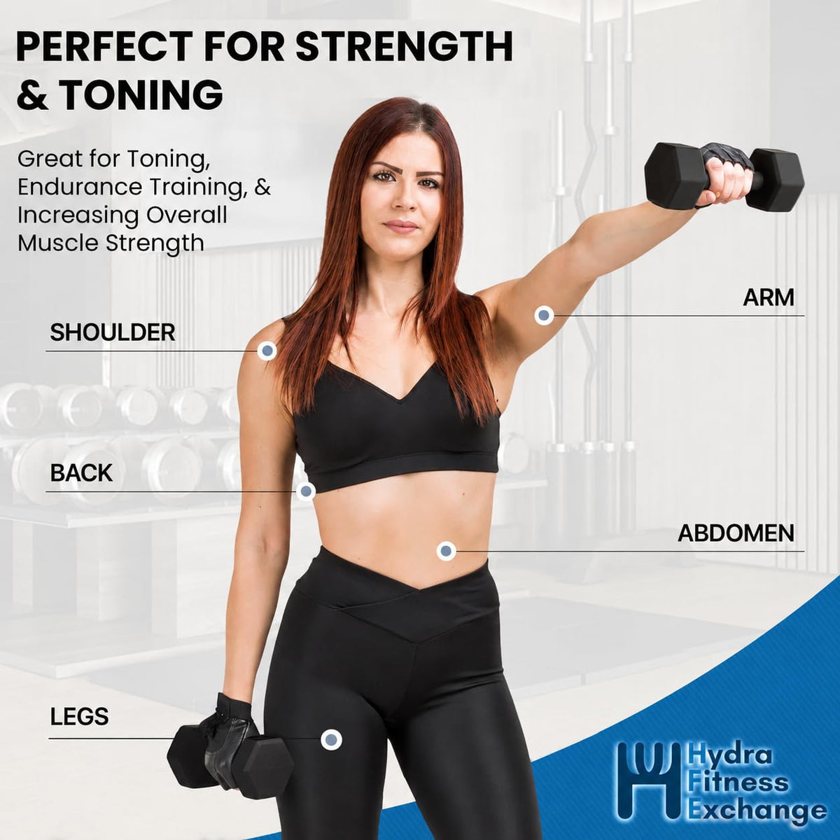 Neoprene Hexagon Dumbbells with Cast Ergo Handle B321627