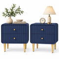 Blue 2 Drawer Wood Nightstand Set of 2 O379