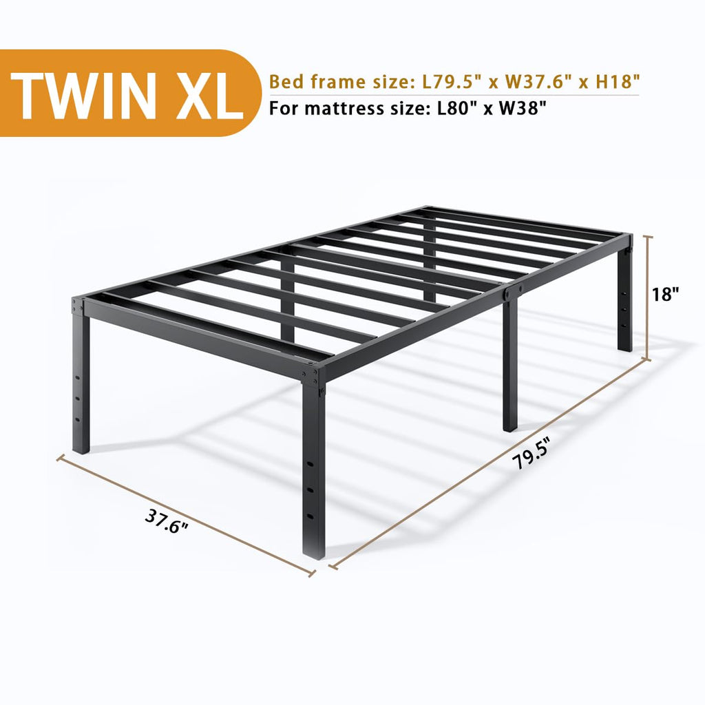 Twin XL 18 Inch Metal Platform Bed Frame with Underbed Storage N6239