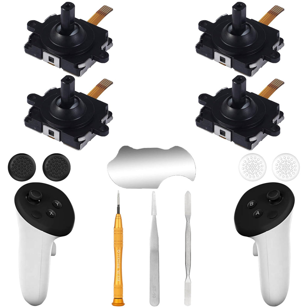 4 Pack Joystick Replacement Kit, Include 4 Joysticks, 4 Thumbstick Grips, T5 Screwdriver, Tweezer, Pry Tool G2956