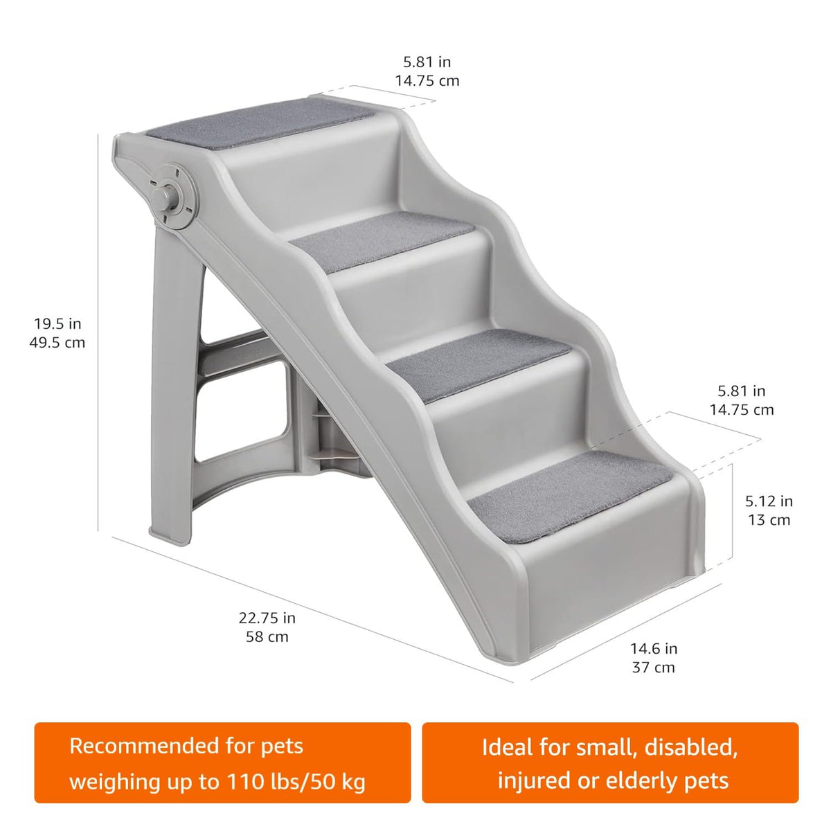 Foldable Non-Slip Pet Stairs Grey J687