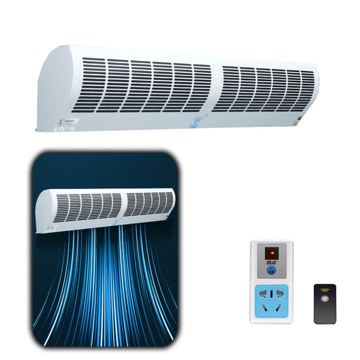 Over Door Air Curtain Fan with Remote Control 60cm Q566444