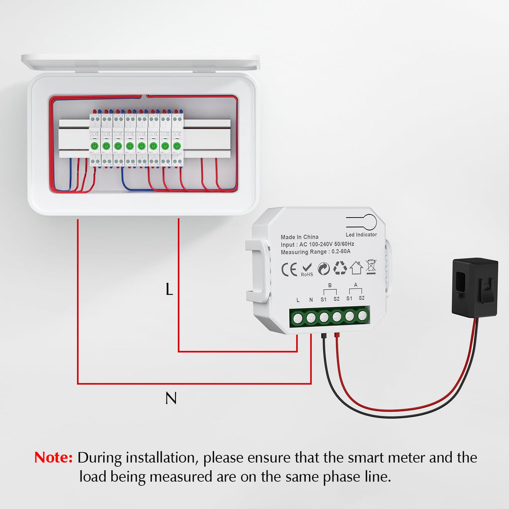 1-Channel WiFi Power Meter 80A Smart Energy Monitor D2687