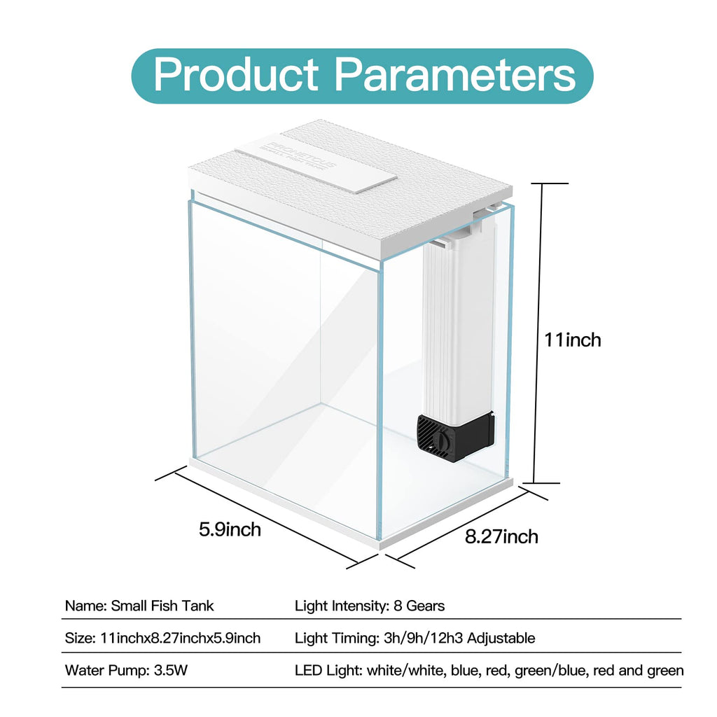 2 Gallon Glass Aquarium Starter Kit with Filter and Light O752