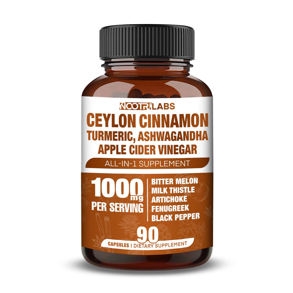90 Vegan Capsules Ceylon Cinnamon Turmeric Apple Cider Vinegar Ashwagandha F897