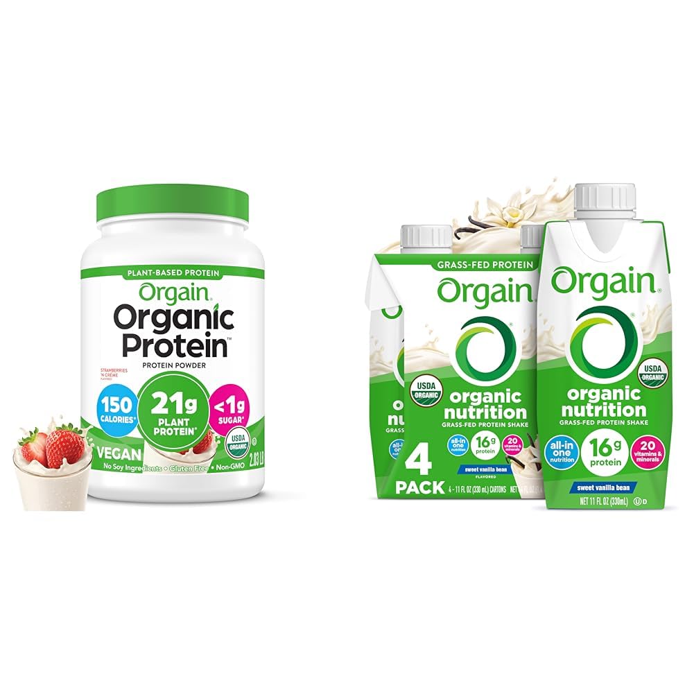 Organic Vegan Protein Powder Strawberries & Cream 2.03 lb H8324