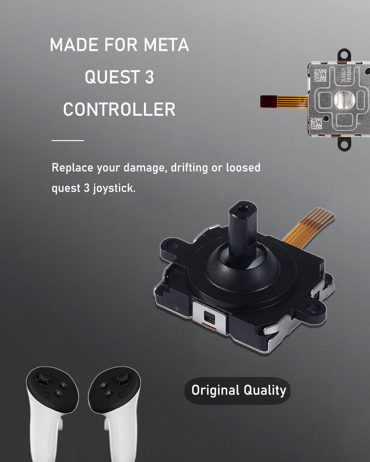 4 Pack Joystick Replacement Kit, Include 4 Joysticks, 4 Thumbstick Grips, T5 Screwdriver, Tweezer, Pry Tool G2956