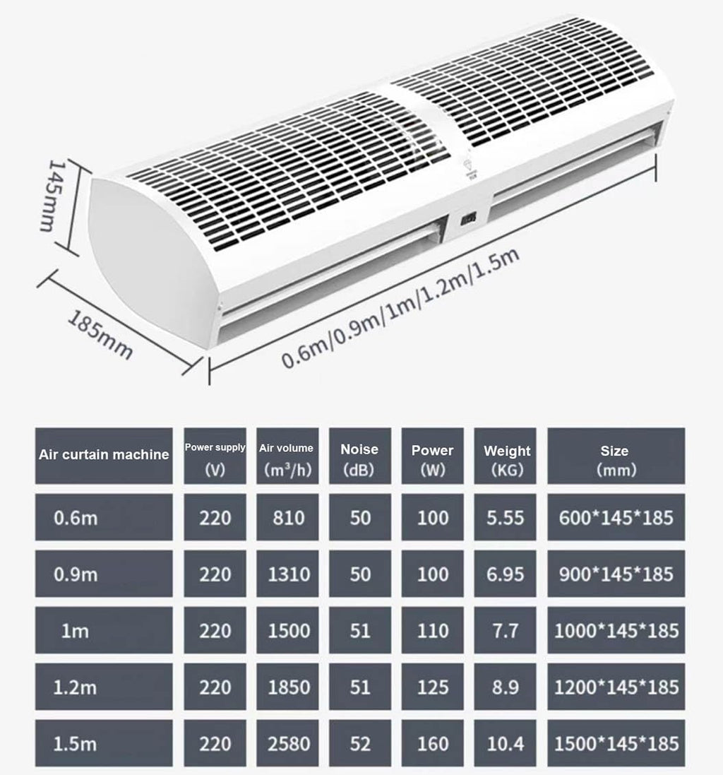 Over Door Air Curtain Fan with Remote Control 60cm Q566444