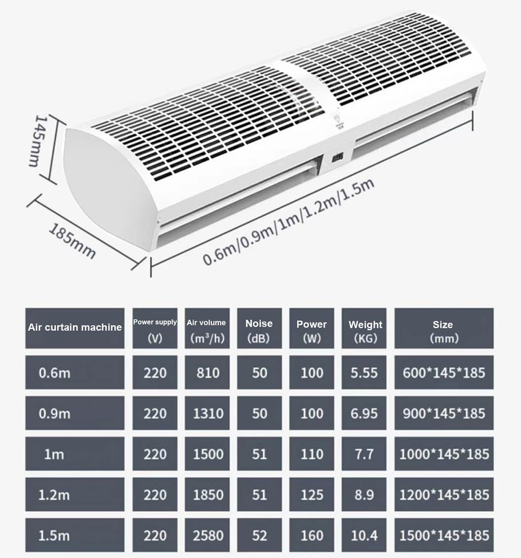 Over Door Air Curtain Fan with Remote Control 60cm Q566444