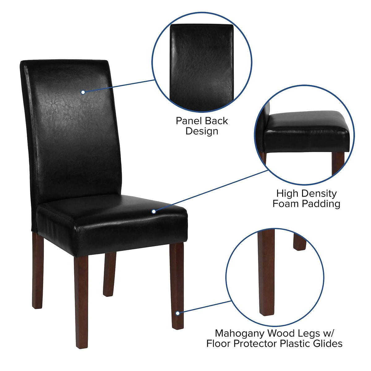Black LeatherSoft Parsons Dining Chair N922
