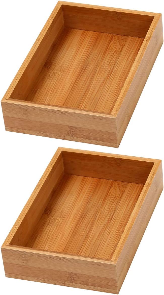 Bamboo Drawer Organizer Storage Box, 2 Pack 6x9x2 inch E83444
