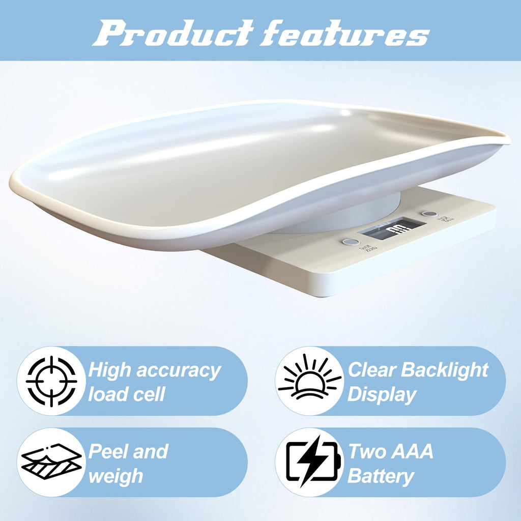 Digital Pet Scale for Small Animal, LED Display, Measures Up to 15kg, White R301