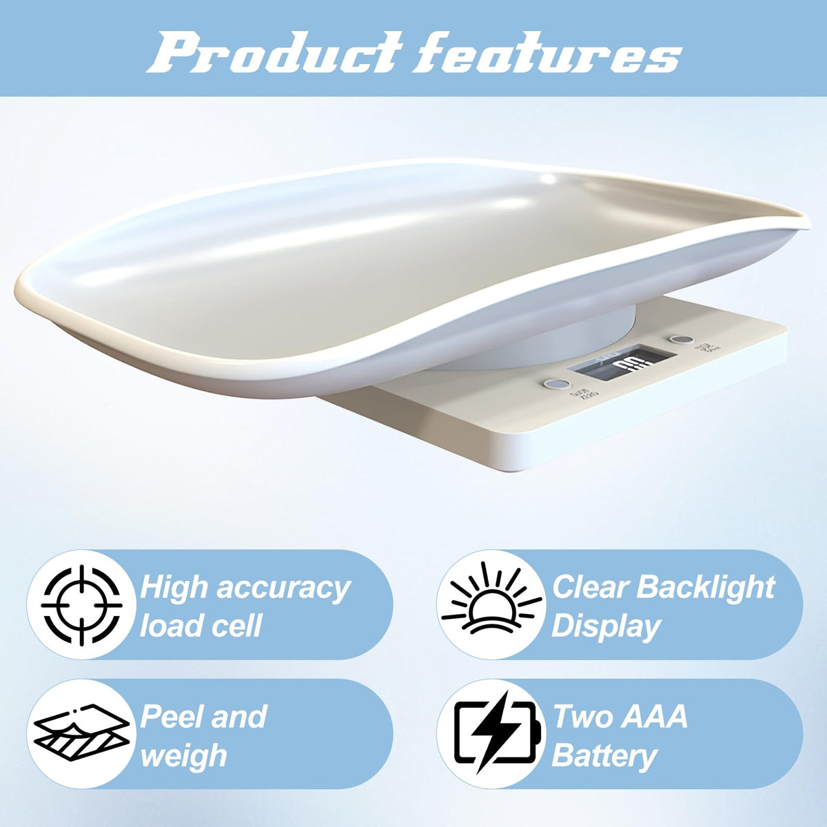 Digital Pet Scale for Small Animal, LED Display, Measures Up to 15kg, White R301