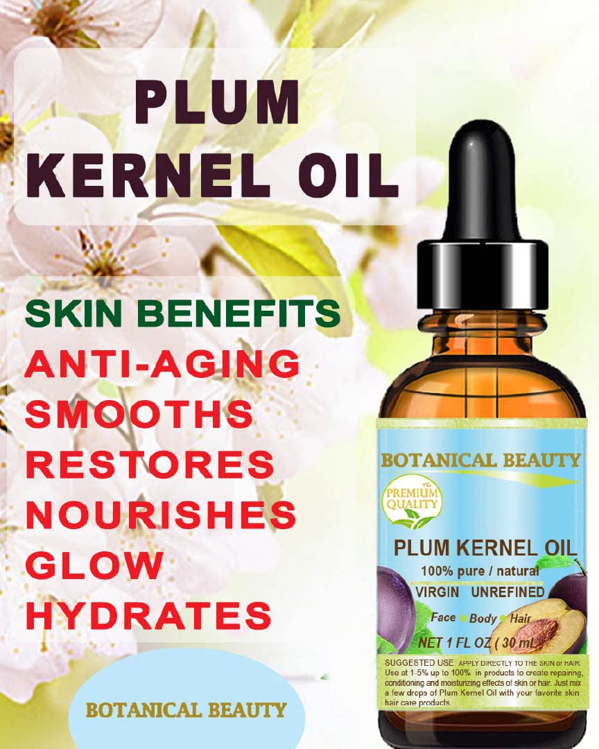 100% Pure Natural Virgin Unrefined Cold Pressed Plum Kernel Oil 1 oz M32214