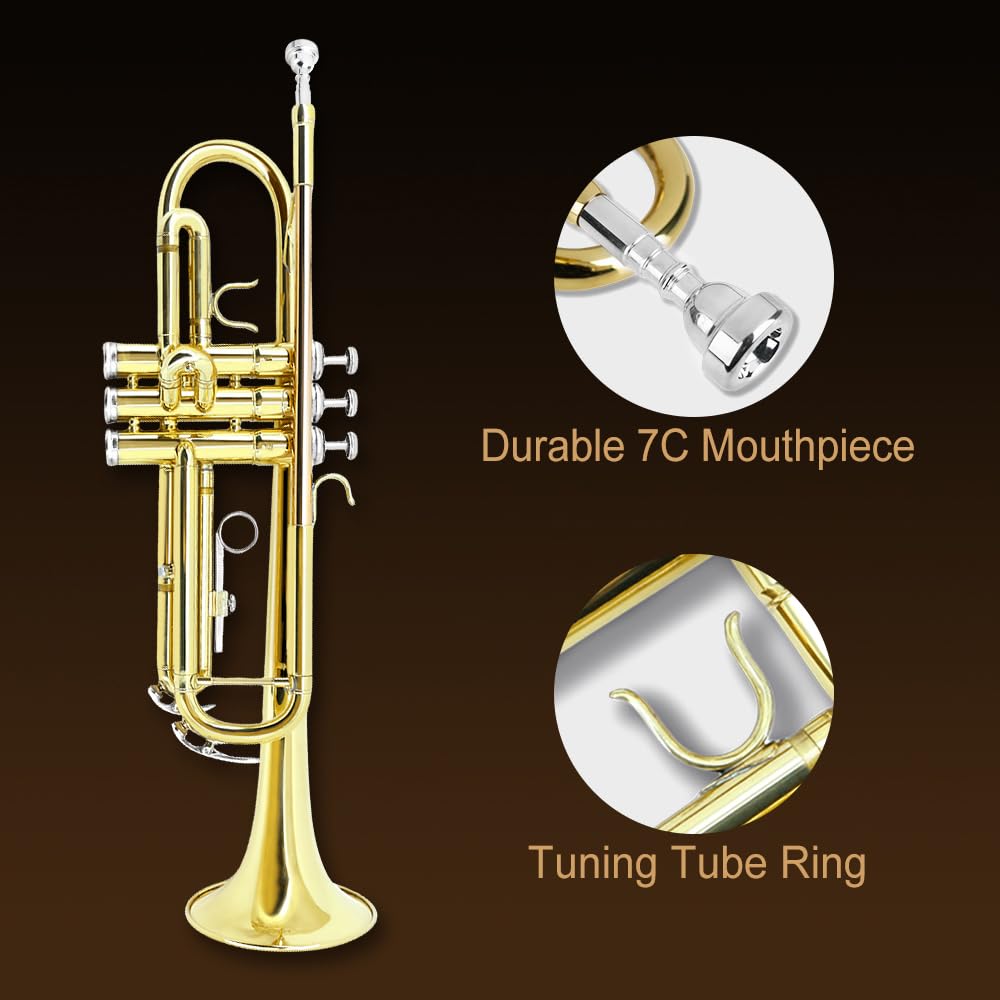 Standard Trumpet Set with Hard Case, 7C Mouthpiece, Cleaning Kit R95823
