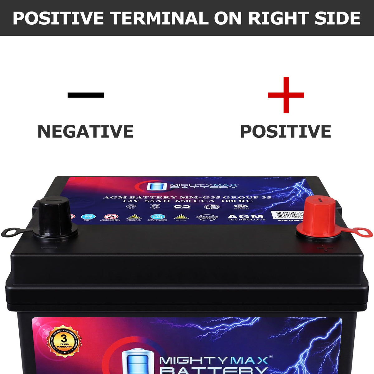 12V 55Ah AGM Replacement Battery T569851