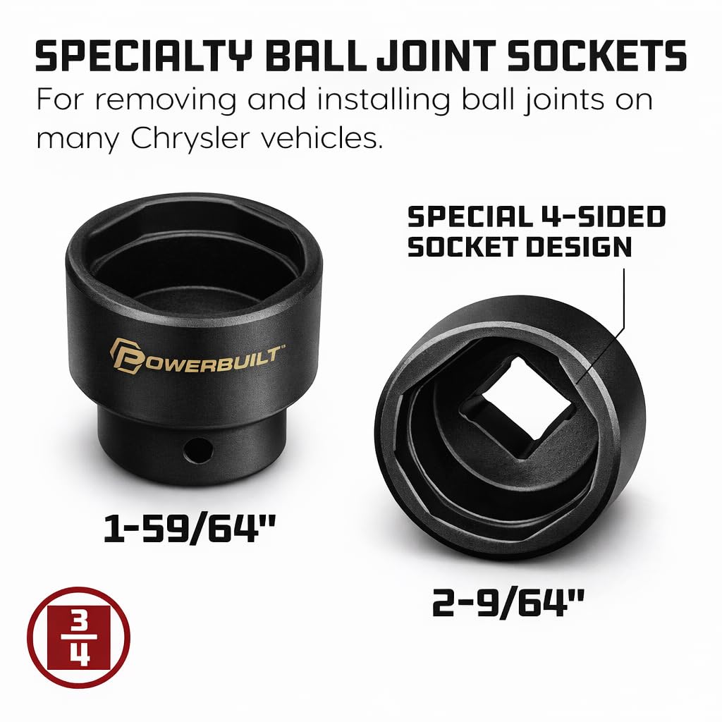 2 Piece Ball Joint Socket Set, 3/4" Drive with Storage Case Y4986