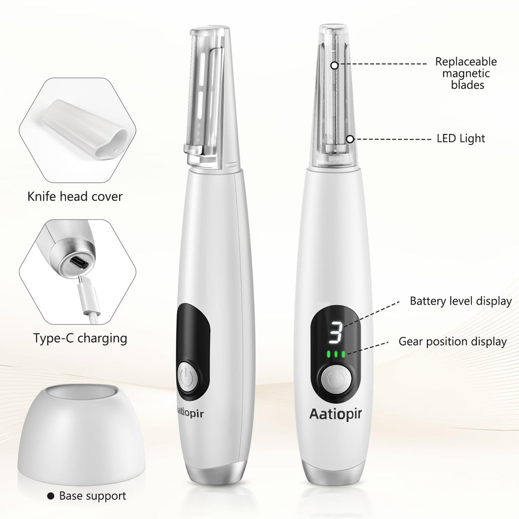3 Speeds LED Electric Dermaplaning Tool with 12 Replaceable Blades R6295