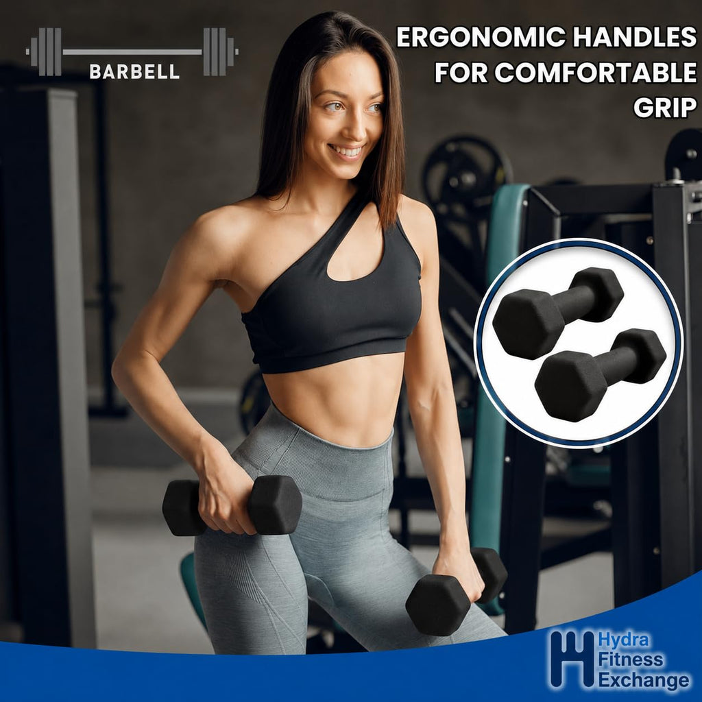 Neoprene Hexagon Dumbbells with Cast Ergo Handle B321627