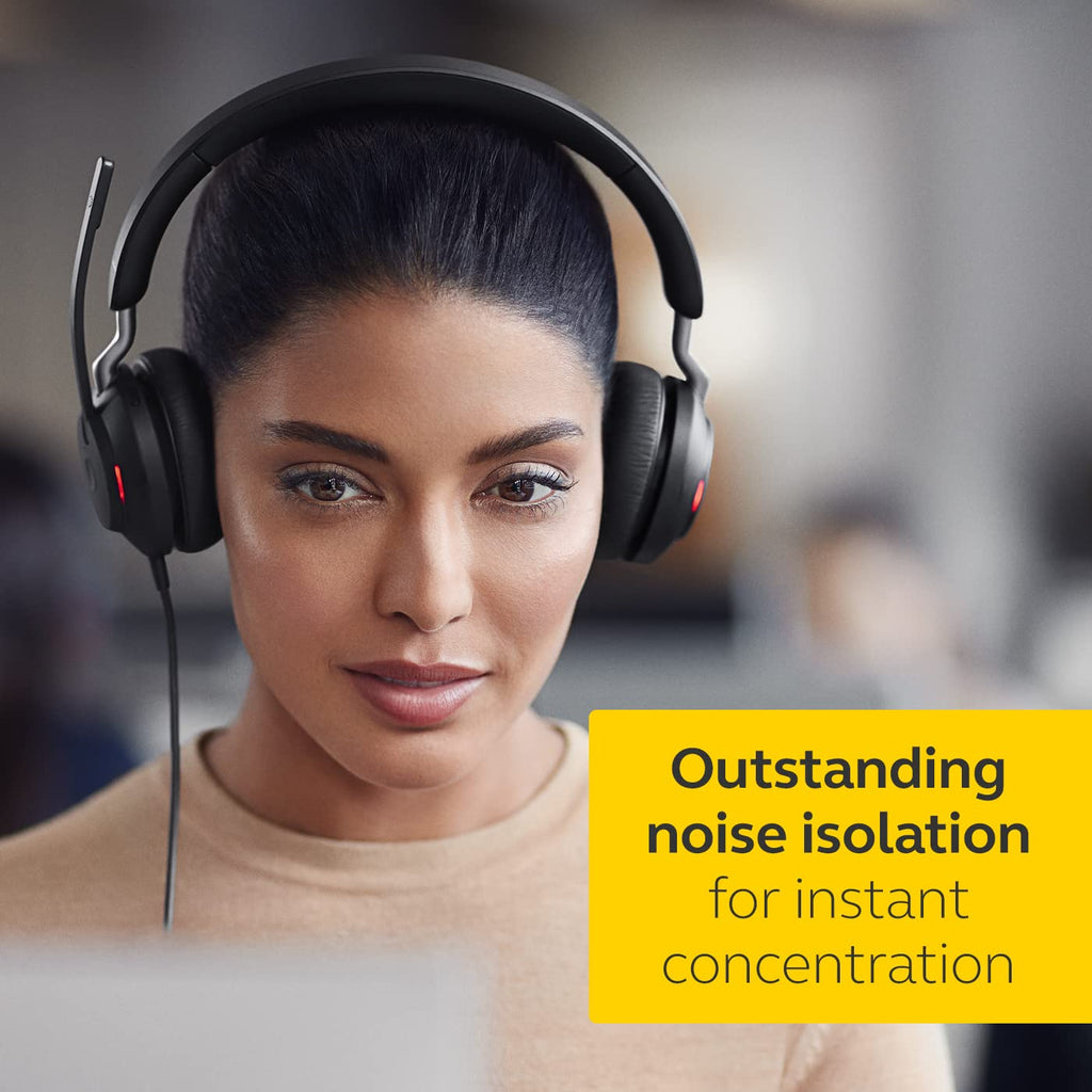 Wired Stereo Noise-Cancelling Headset with 3-Microphone Call Technology and USB-A Cable Black O164