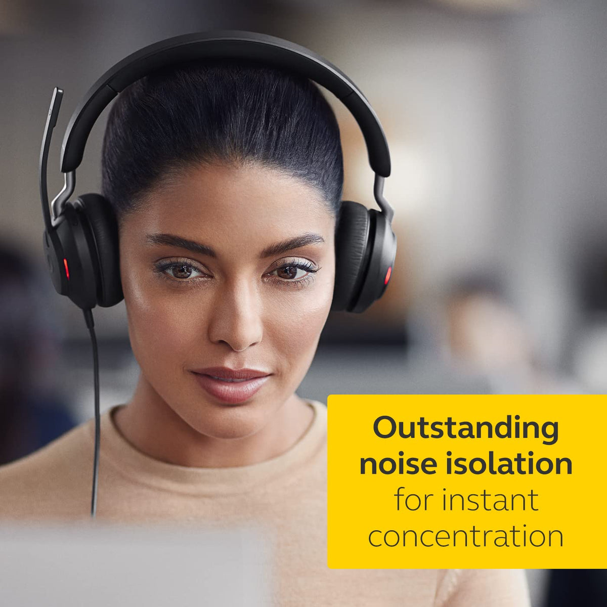 Wired Stereo Noise-Cancelling Headset with 3-Microphone Call Technology and USB-A Cable Black O164