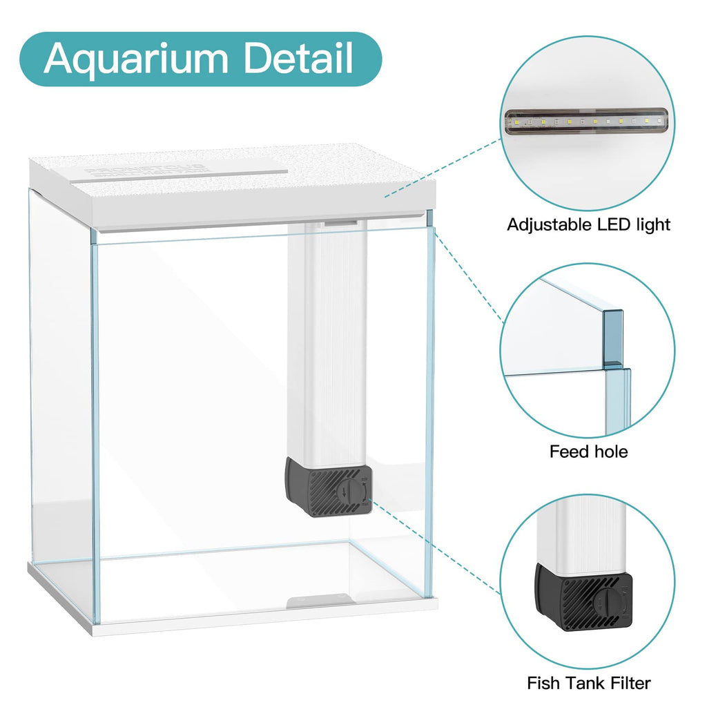 2 Gallon Glass Aquarium Starter Kit with Filter and Light O752