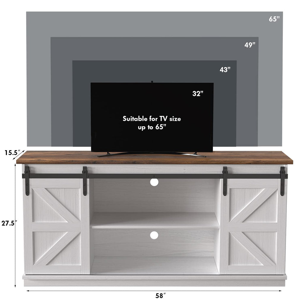 Bright White Mid Century Modern TV Stand for 65 Inch TV I3407