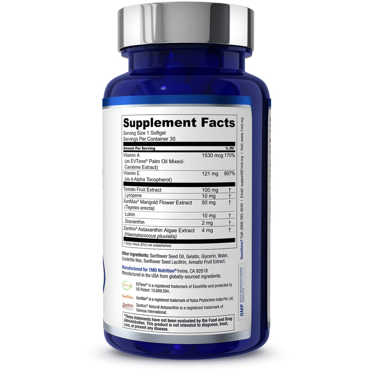 Eye Vitamin Supplement with Lutein & Zeaxanthin 30 Softgels C65570