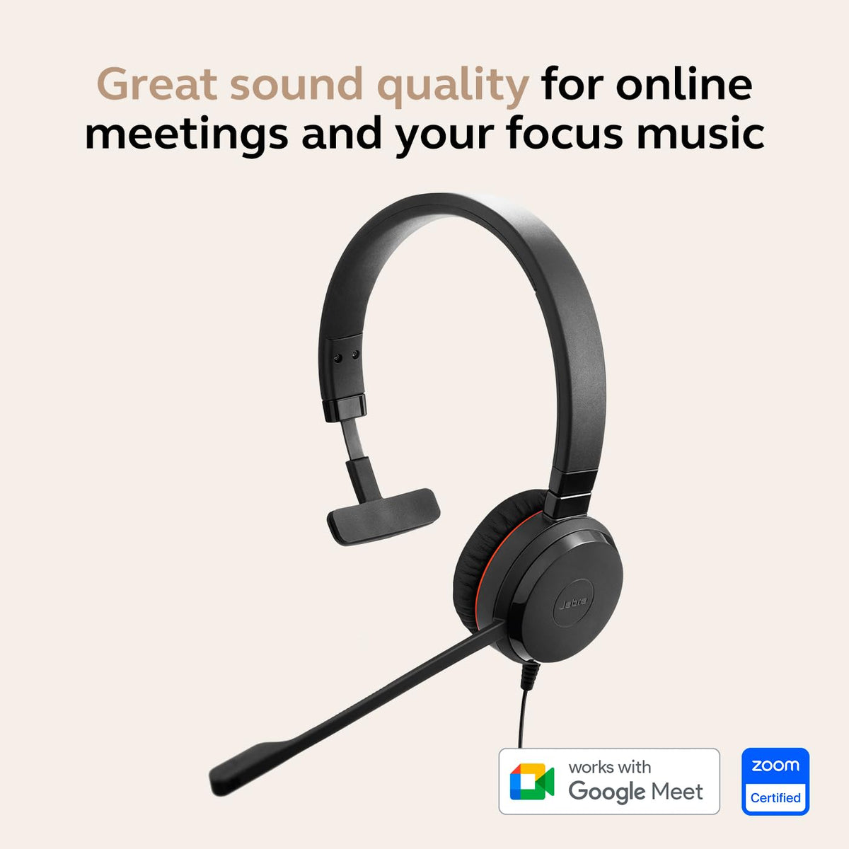 Wired Single-Ear Headset with Mic, Noise-Canceling Microphone, Black R564