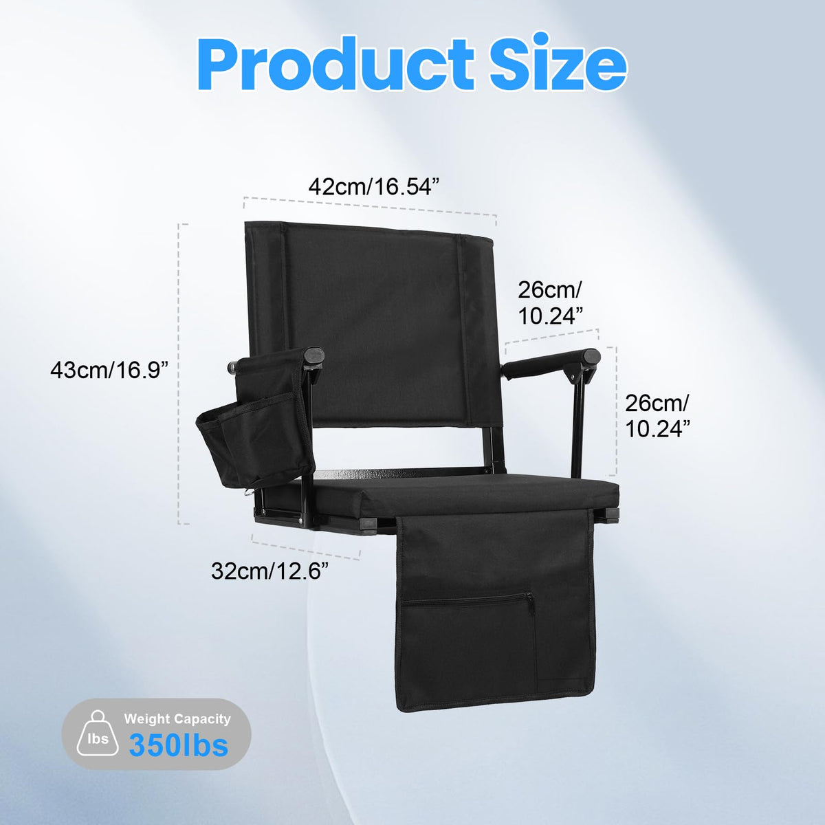 2 Pcs Folding Stadium Seat with Cup Holder G249208