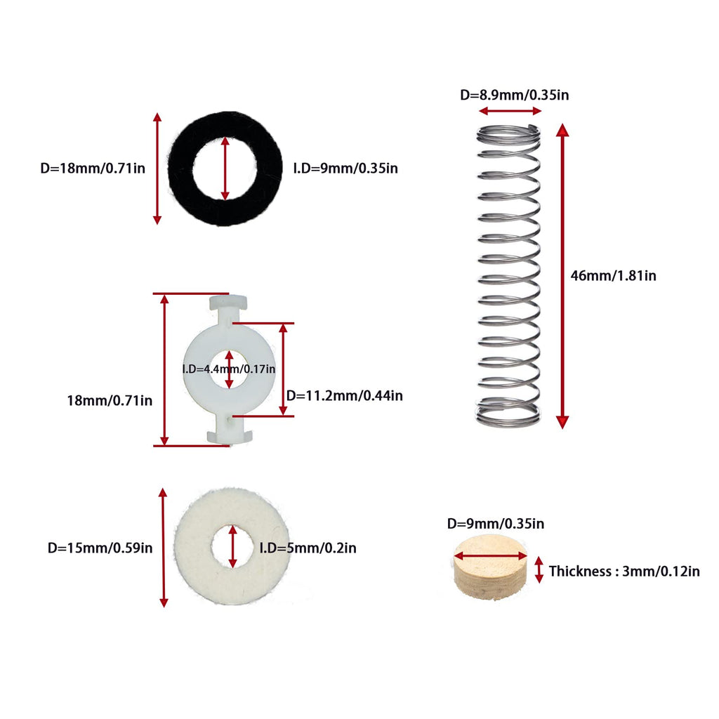 Trumpet Valve Repair Kit with Springs Felts and Cork Pads V6953