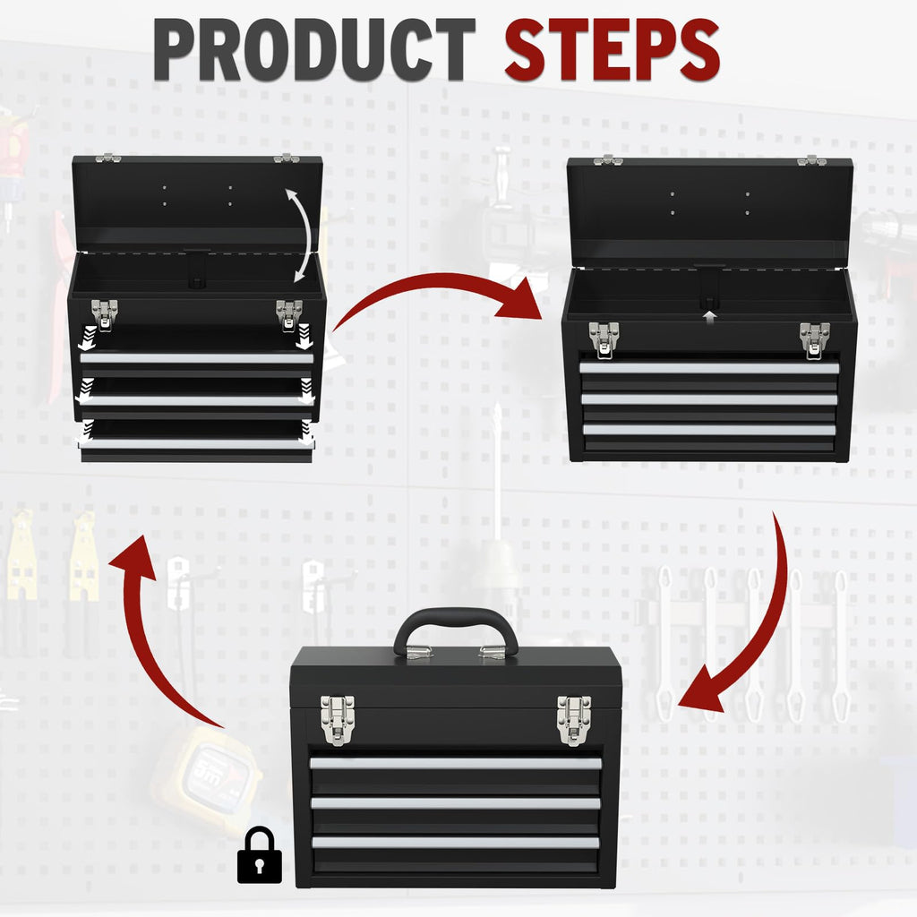 3 Drawer Steel Tool Box with Locking System H966