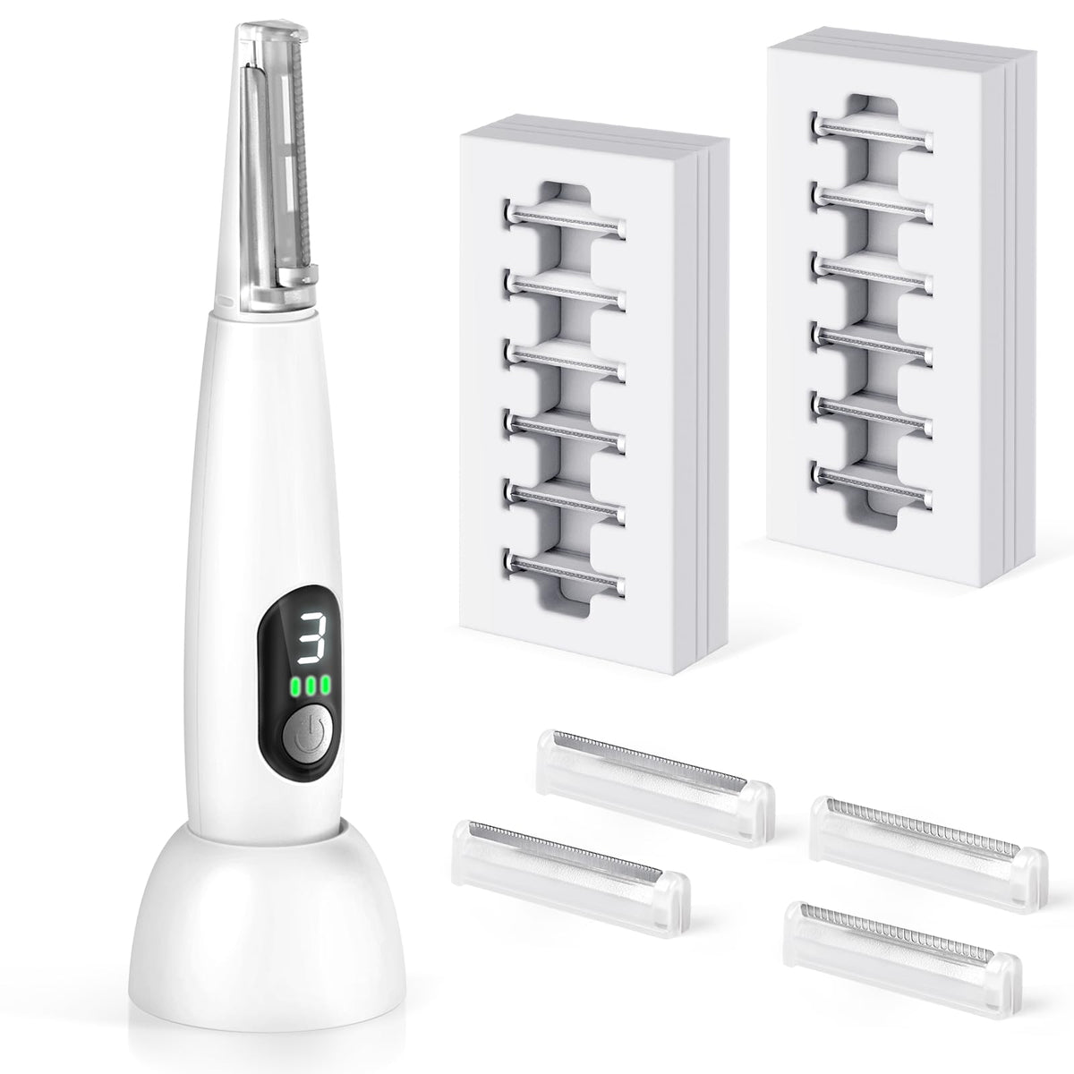 3 Speeds LED Electric Dermaplaning Tool with 12 Replaceable Blades R6295