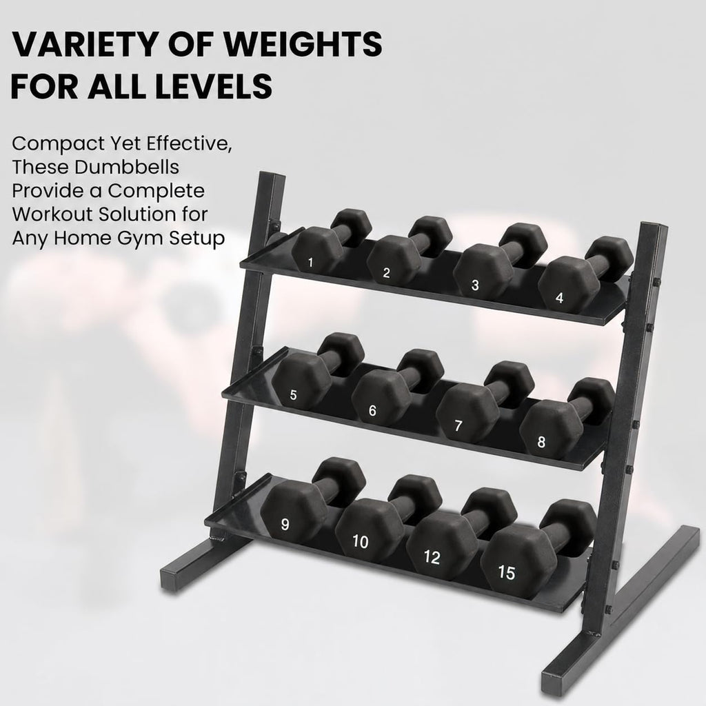 Neoprene Hexagon Dumbbells with Cast Ergo Handle B321627